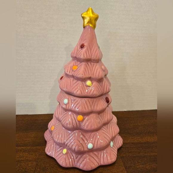 Aldi Pink Ceramic Christmas Tree Candle Frosted Berries 14oz Limited Edition NEW - Picture 3 of 6